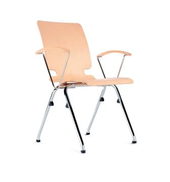 Axo 4-leg chair with wood seat and arms