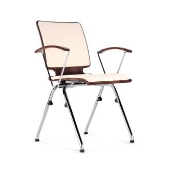 Axo 4-leg chair with upholstered seat, backrest and wood arms