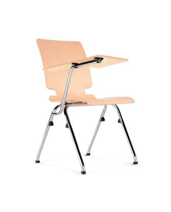 Axo 4-leg wood seat and back with wood writing tablet
