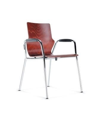 Conversa 4-leg stacking chair with padded armrests