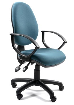 Sprint high back 2-lever operator chair with fixed loop arms. Bluebell fabric