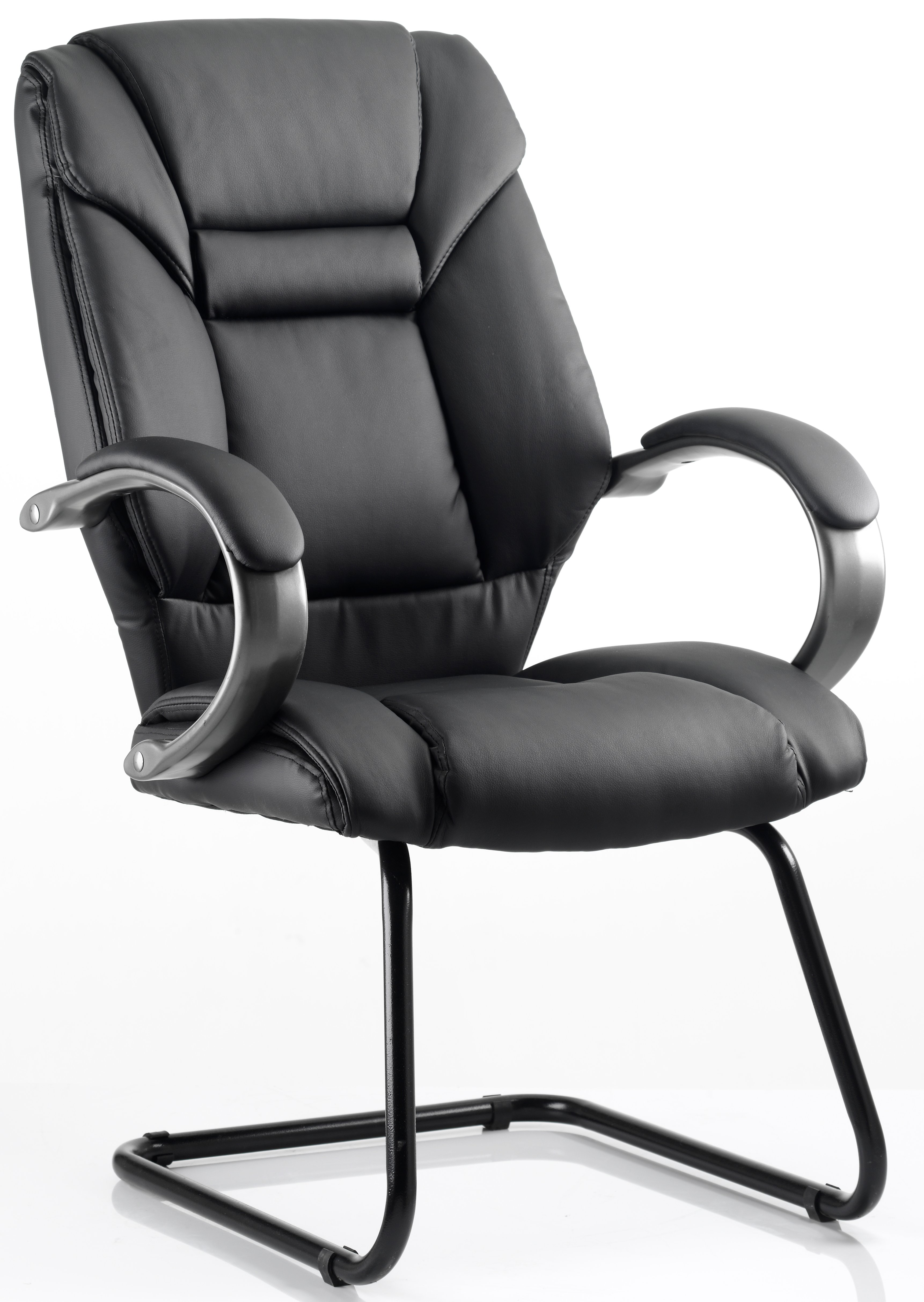 Garvi cantilever frame black bonded leather chair