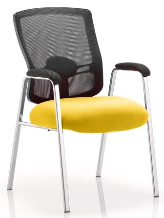 Pont black mesh back 4-leg chrome frame chair with bespoke solano fabric seat